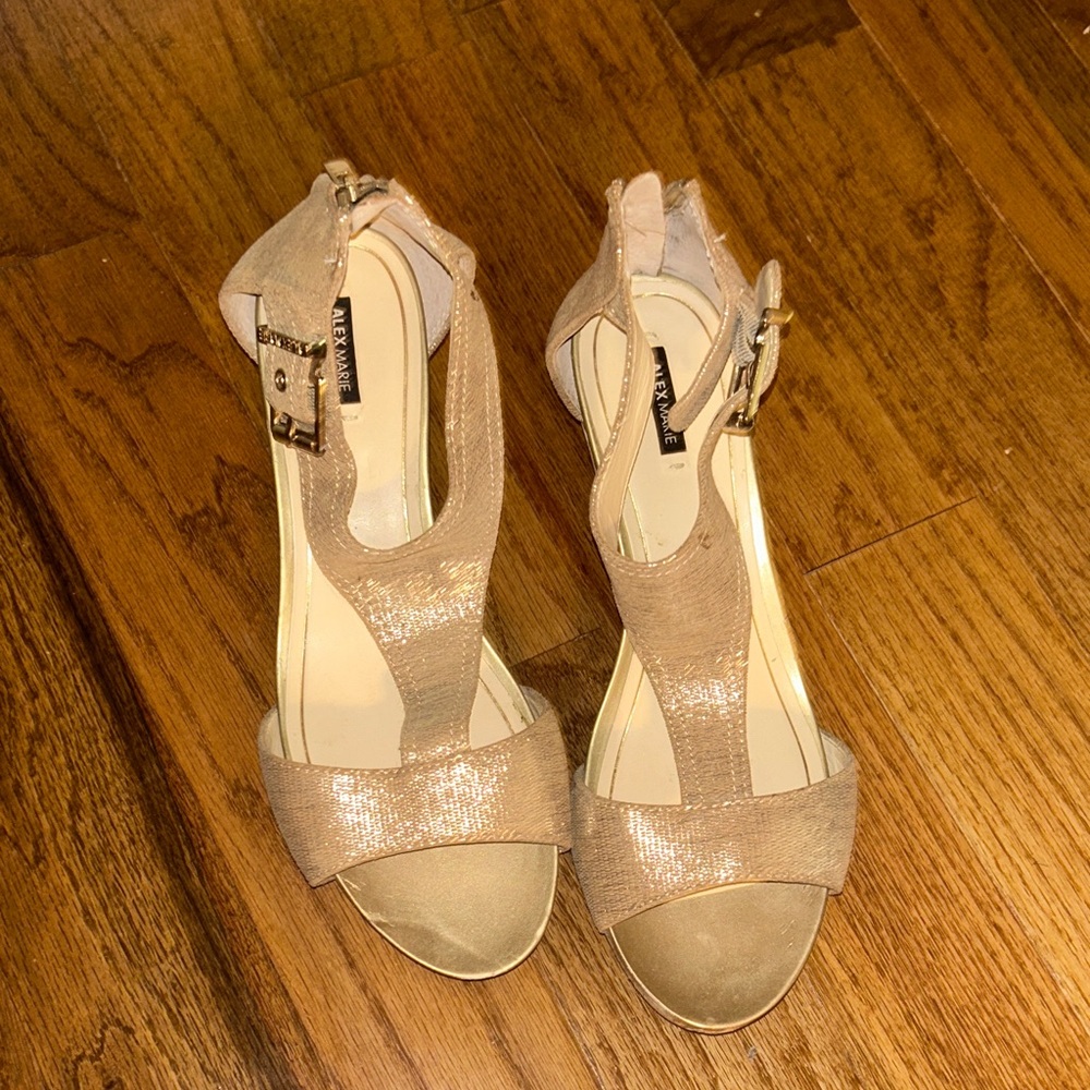 Macy's Women's Gold and Tan Heels